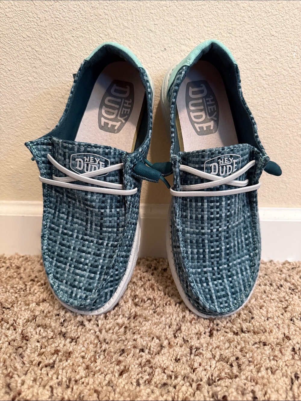 Hey Dude Women's Teal Woven Slip-On Sneakers